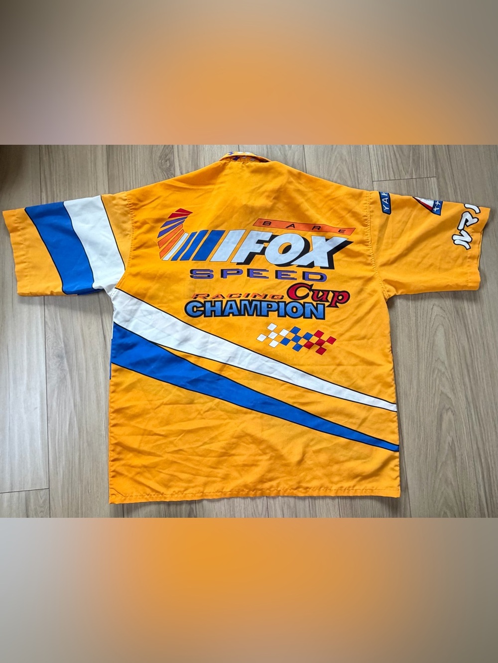 BARE Fox Speed Racing Cup Collection Mens Button Down Orange Shirt L - Picture 2 of 5